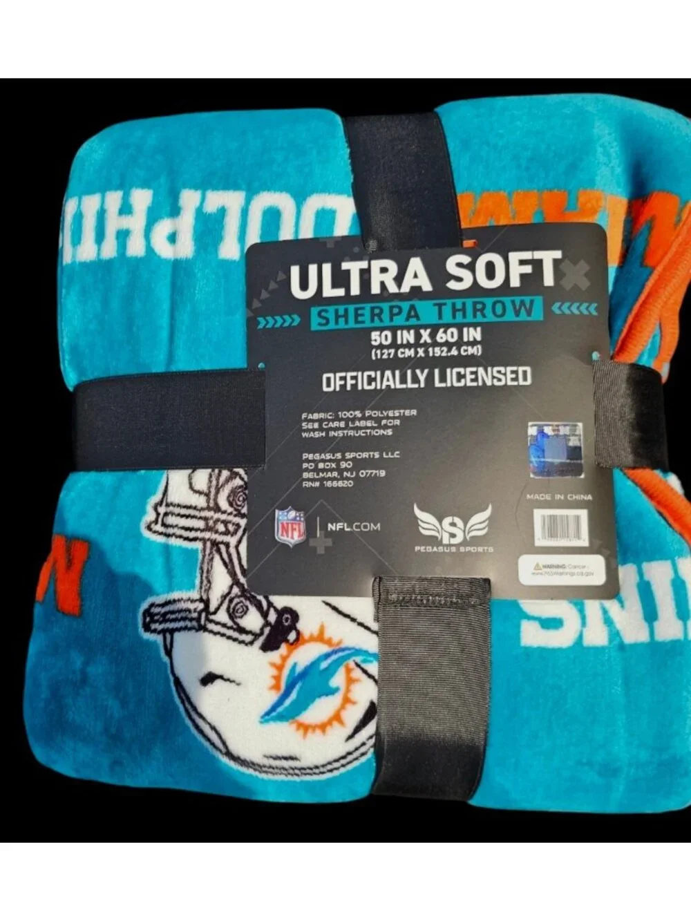 Miami Dolphins Sherpa Throw Blanket Ultra Supersoft 60
